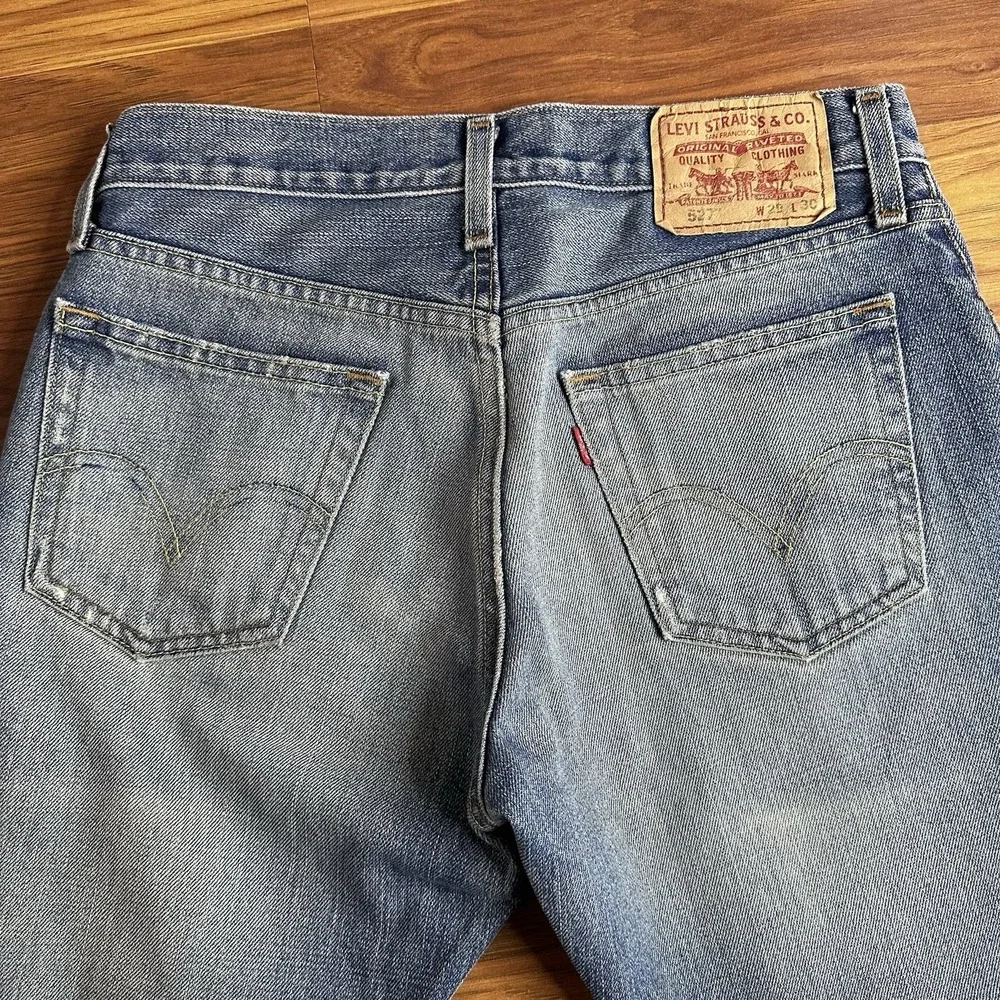 Vintage Y2K Levis 527 Jeans Mens 29x30* Low Rise Bootcut Cowboy Denim Wash Faded